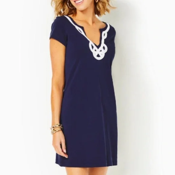 Lilly Pulitzer | Women’s ‘True Navy’ Pima Cotton Brewster Tee Shirt Dress Size L - Picture 16 of 16